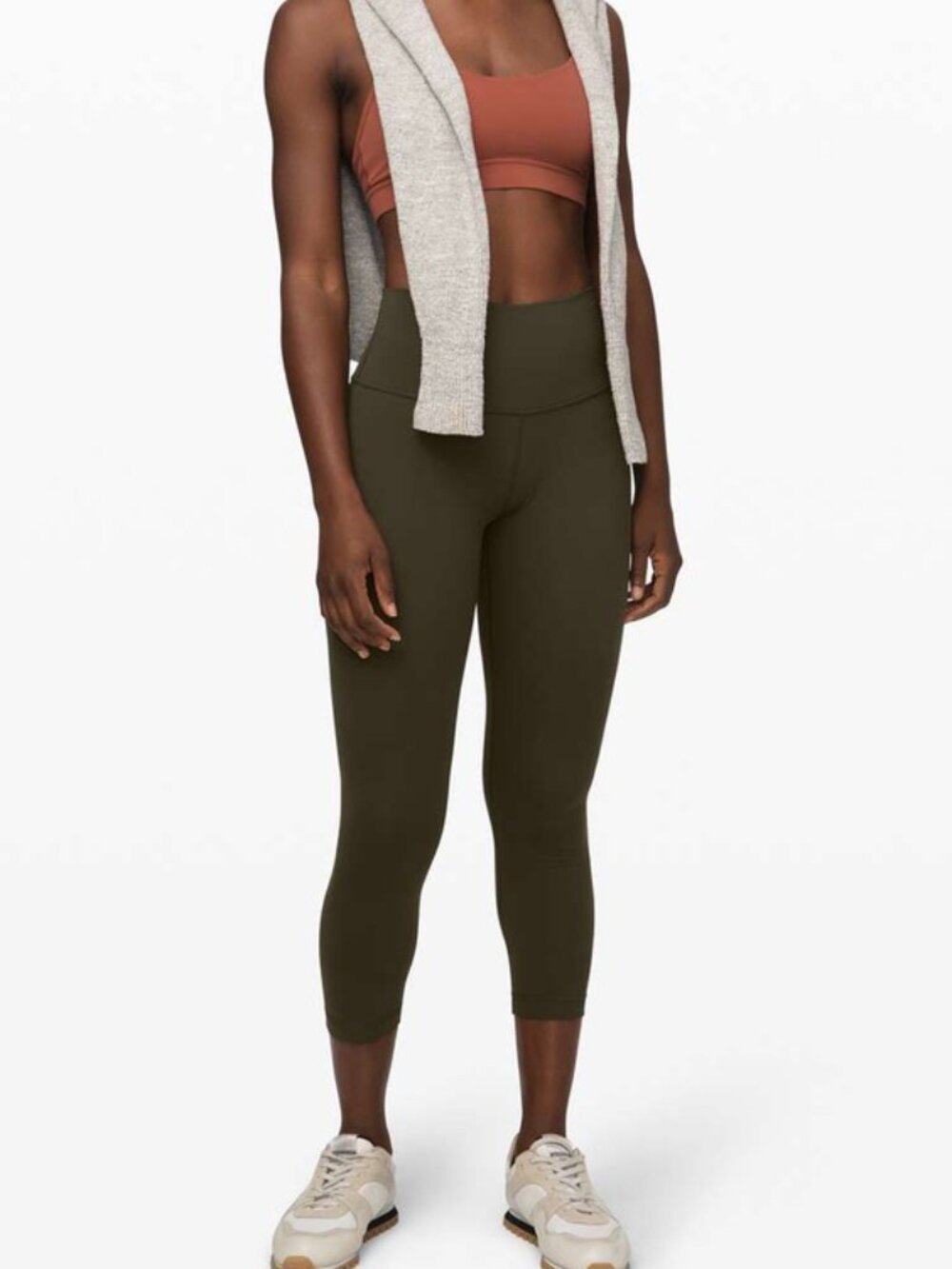 Lululemon Wunder Under Crop High-Rise *Full-On Luxtreme 23" Dark Olive Size 4